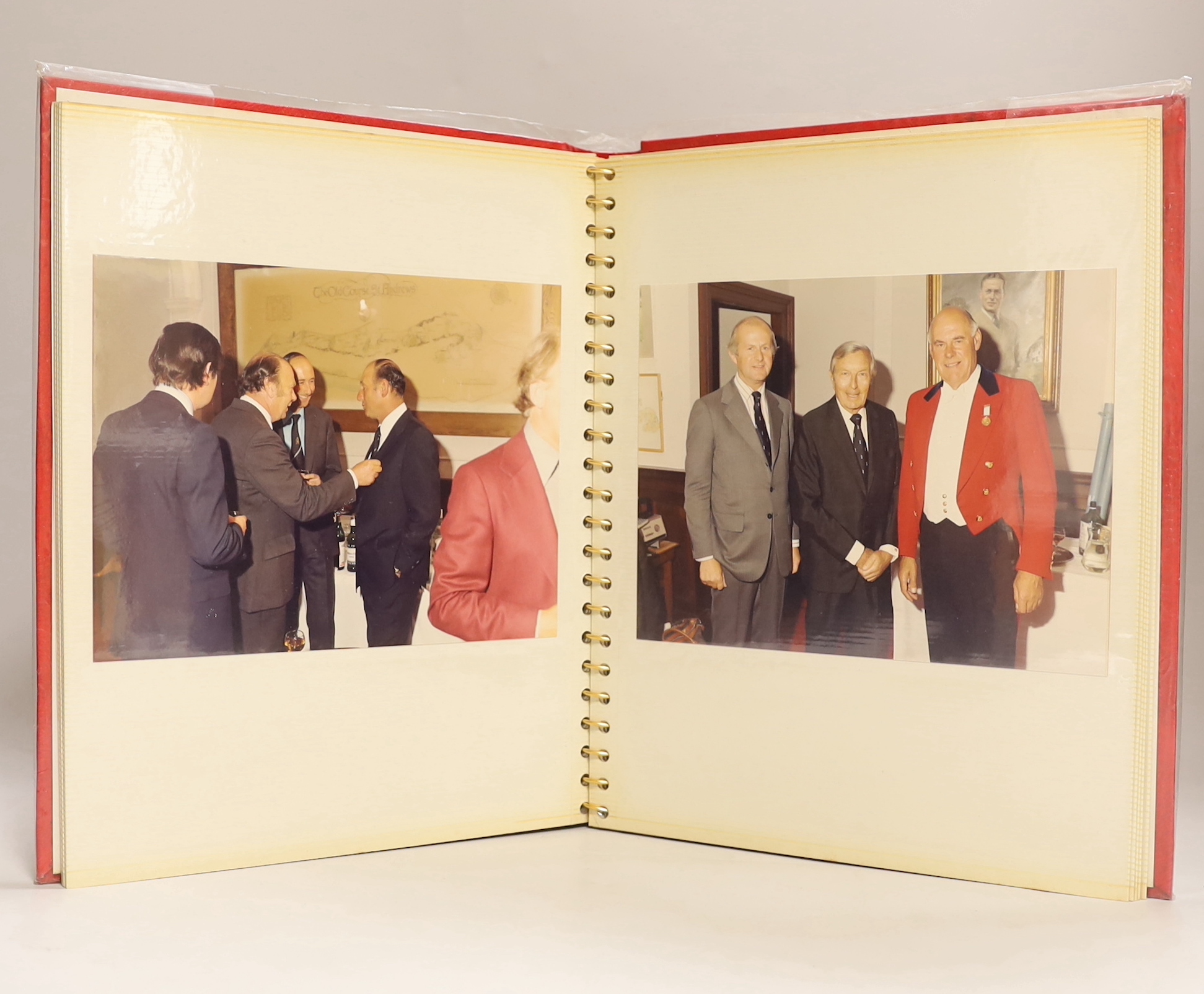 Golf Interest. An album containing photographs, menu and autographs of British Open Winners, gathered at the 1978 Dinner for Winners of the Open Championship, and various books on the British Open